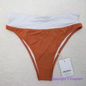 NEW Rhythm‎ Chai Hi-Hip Banded pant Bikini Bottoms color block, size S